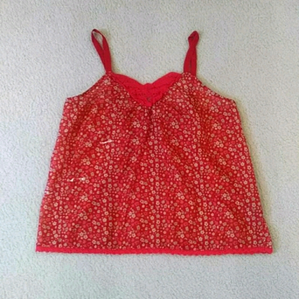 Red Floral Adjustable Strap Blouse
